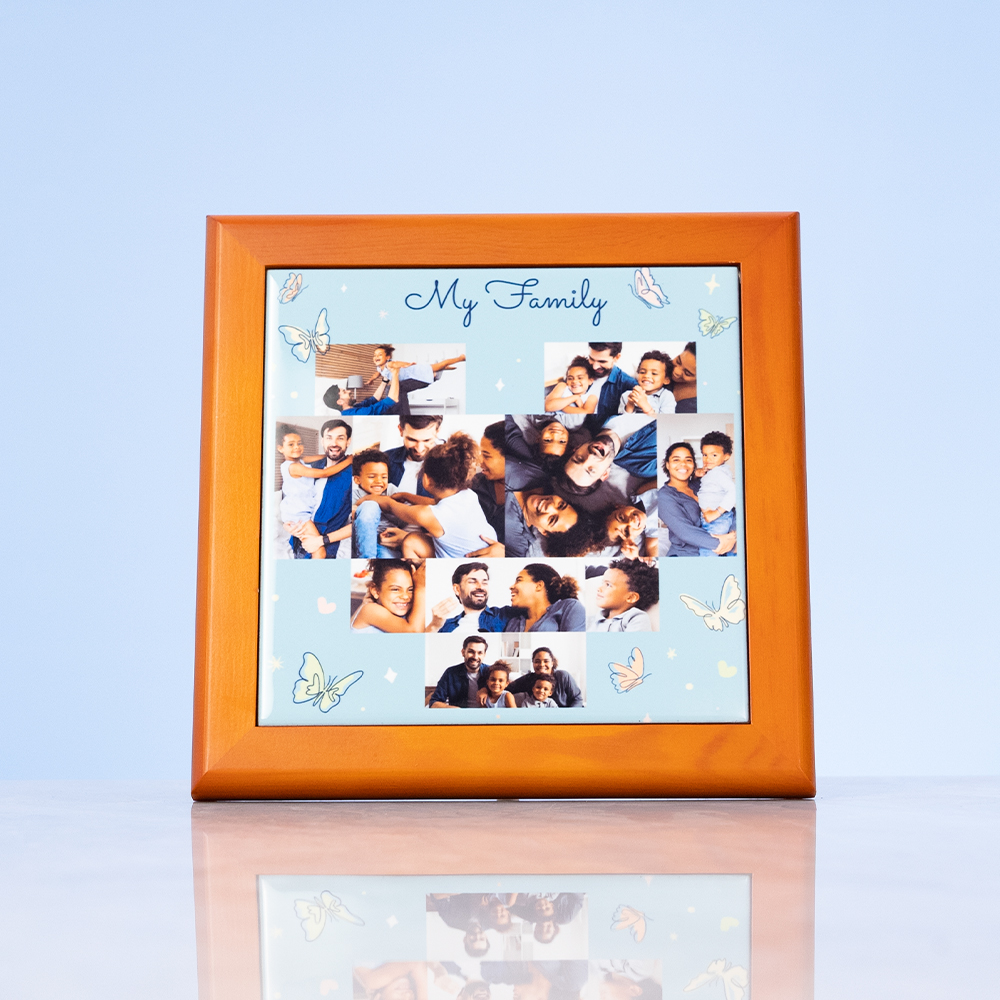 Photo Tile w/ Cherry Frame - Medium Square