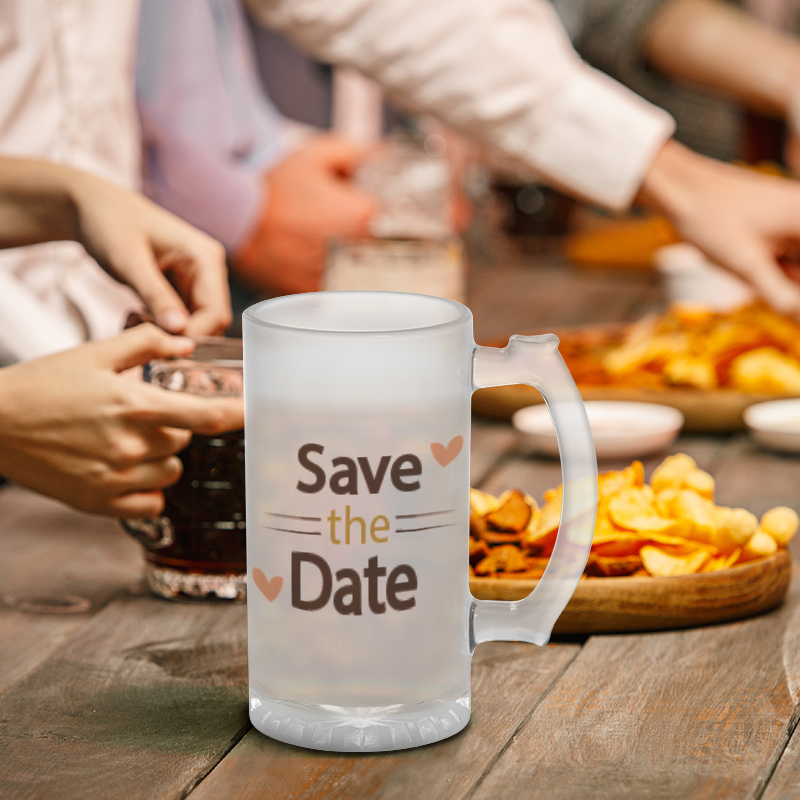 Wedding_16 oz Frosted Glass Beer Stein