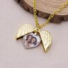 Angel Wings Heart Photo Locket Necklace Gold (3)